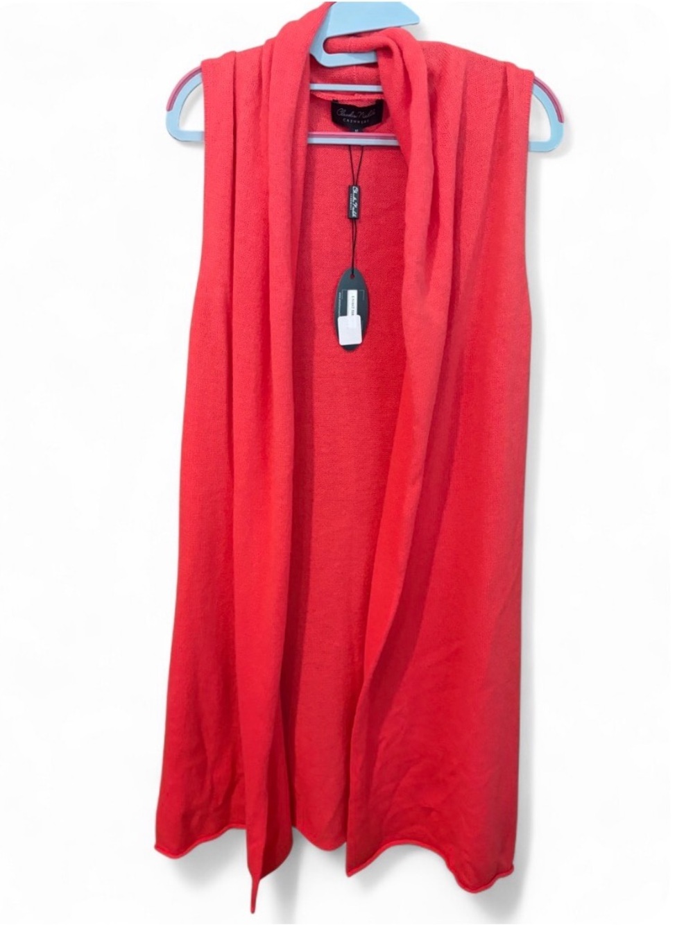 NWT Claudia Nichole Cashmere Calypso Coral Long Sleeveless Cardigan Womens M